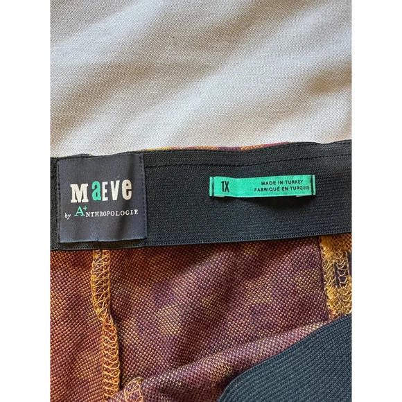 Women's Anthropologie Maeve Pants, 1X Plus, Brown Motif, Stretch Waist NWT - Picture 9 of 15